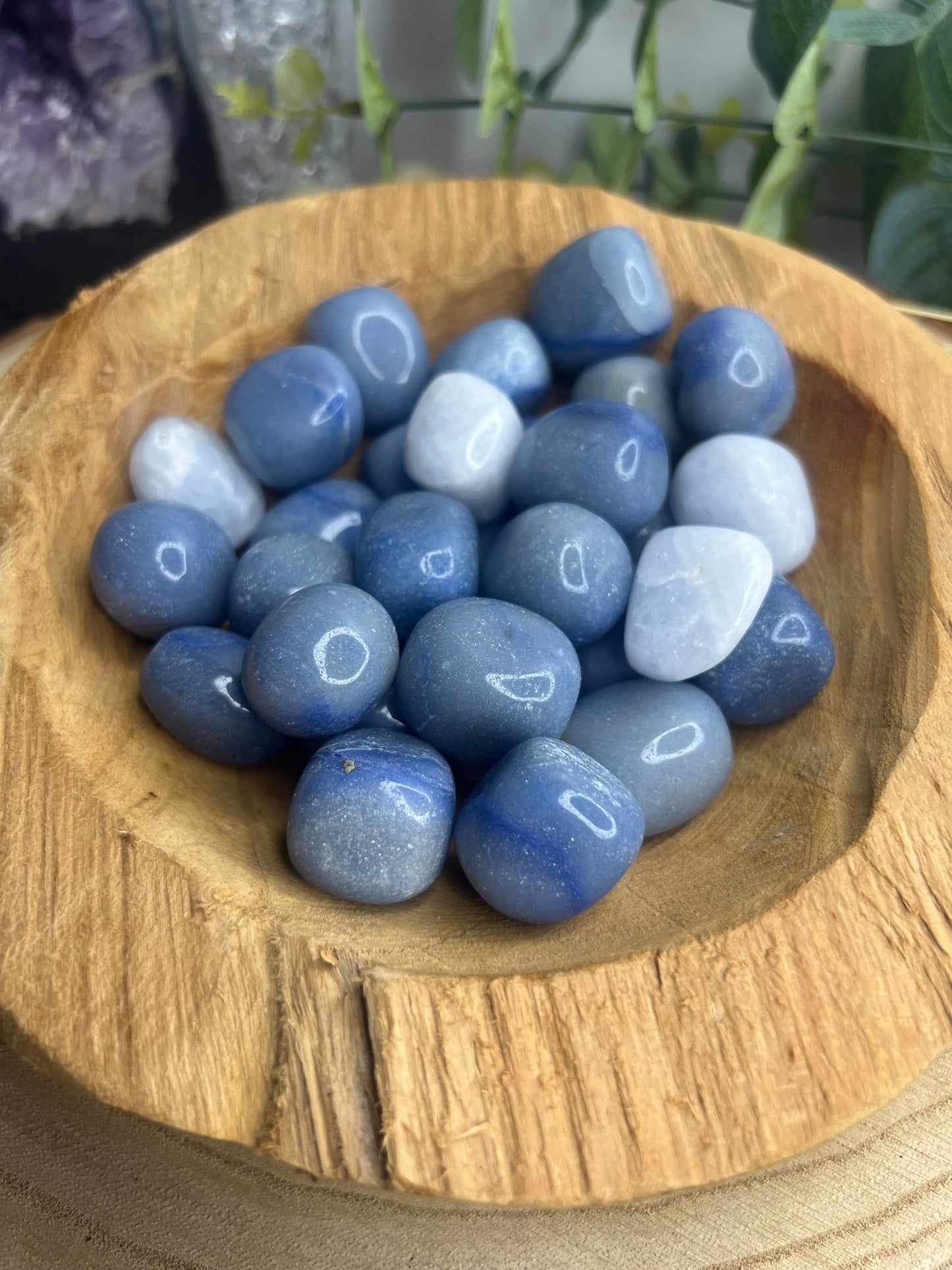 Pierre roulée calcédoine bleu