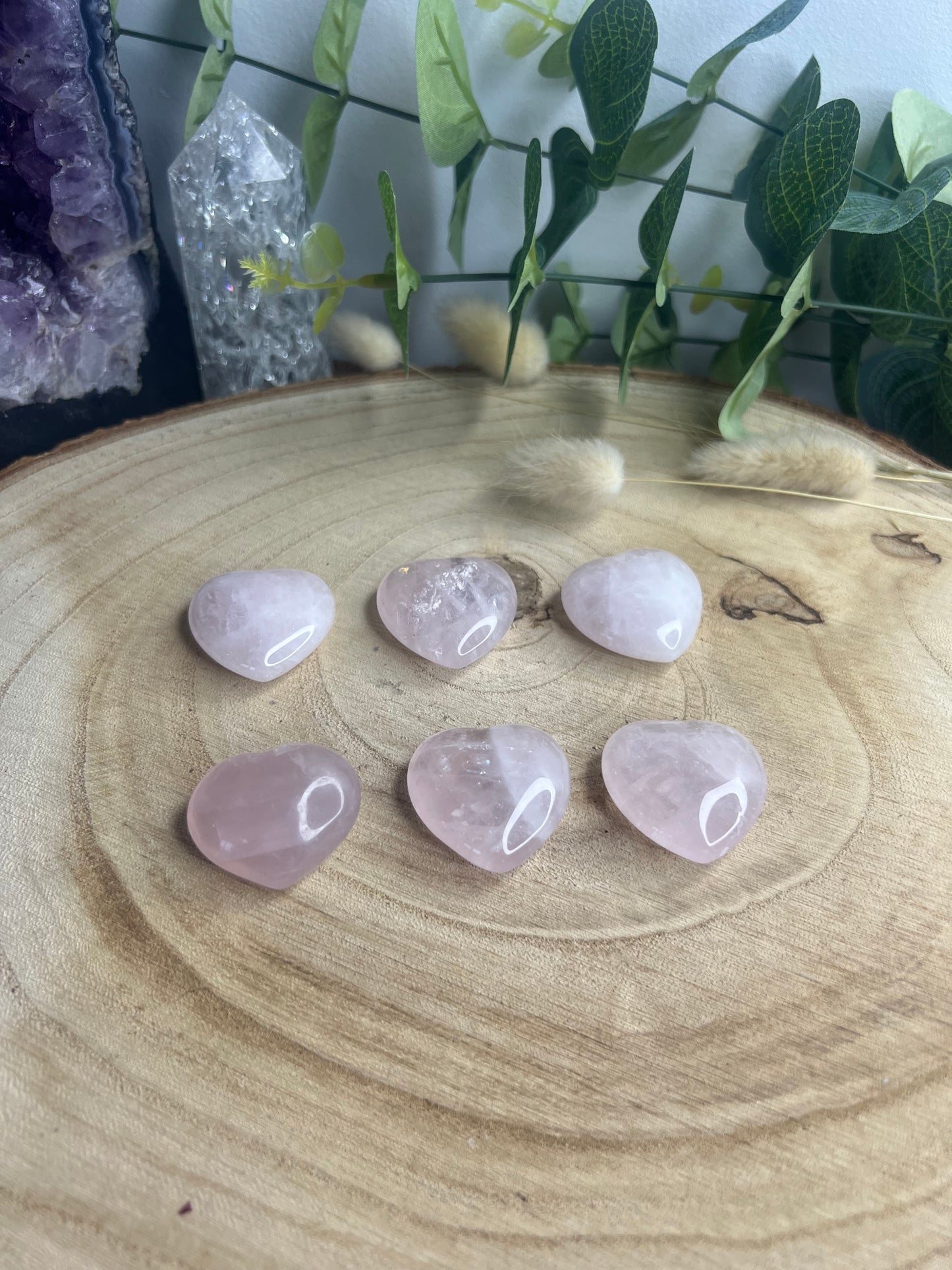 Petits coeur polis Quartz rose