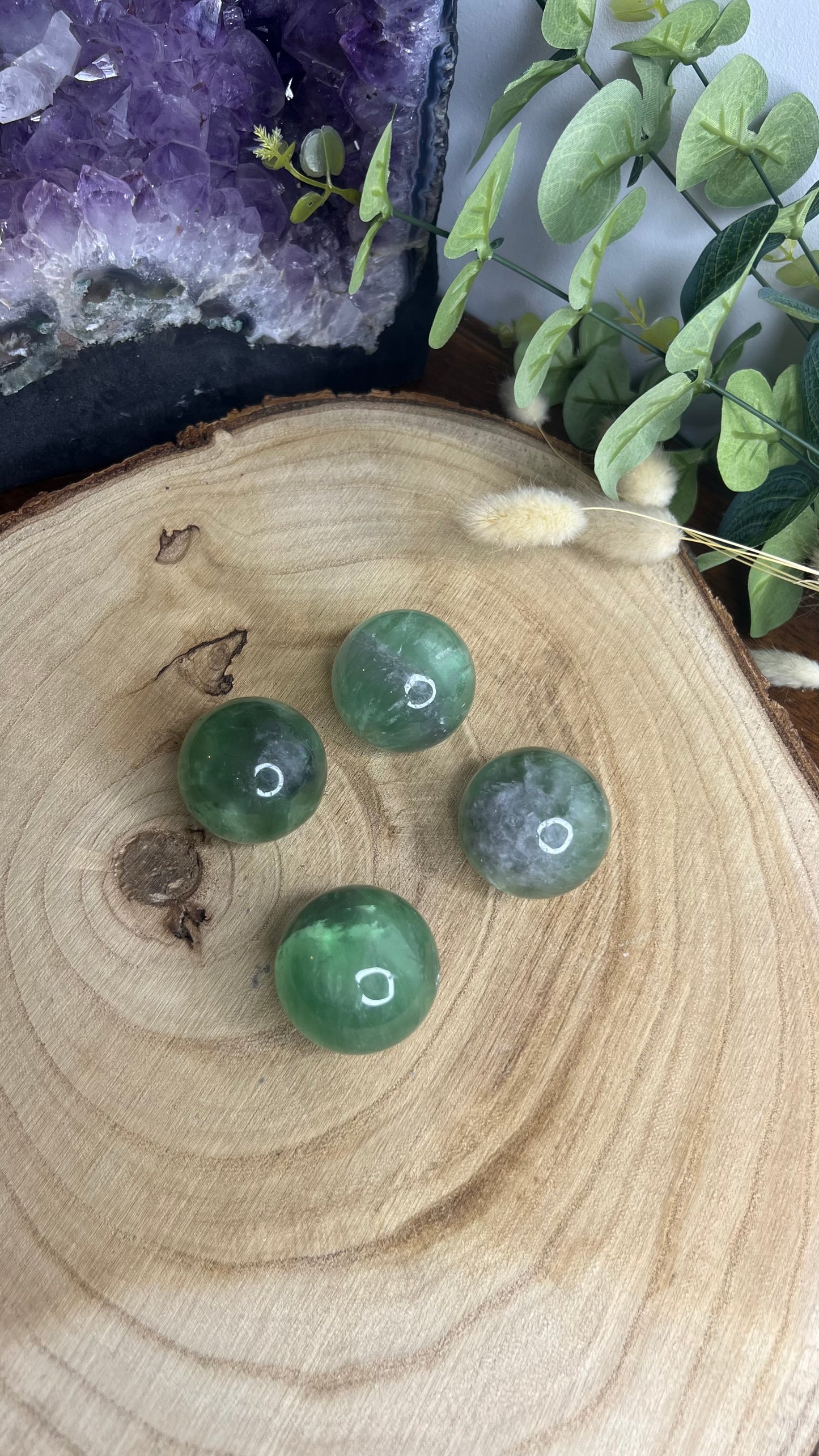 Sphères en fluorite verte