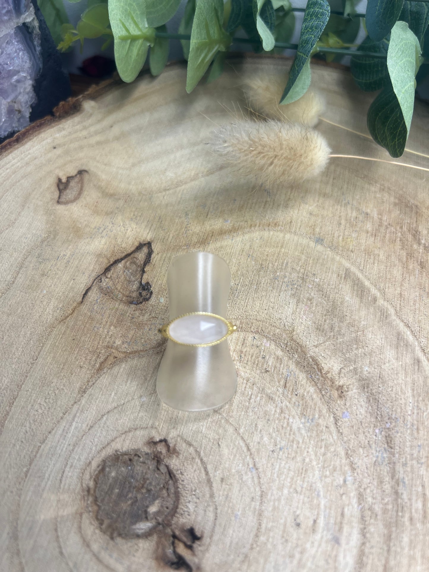 Bague quartz rose ovale