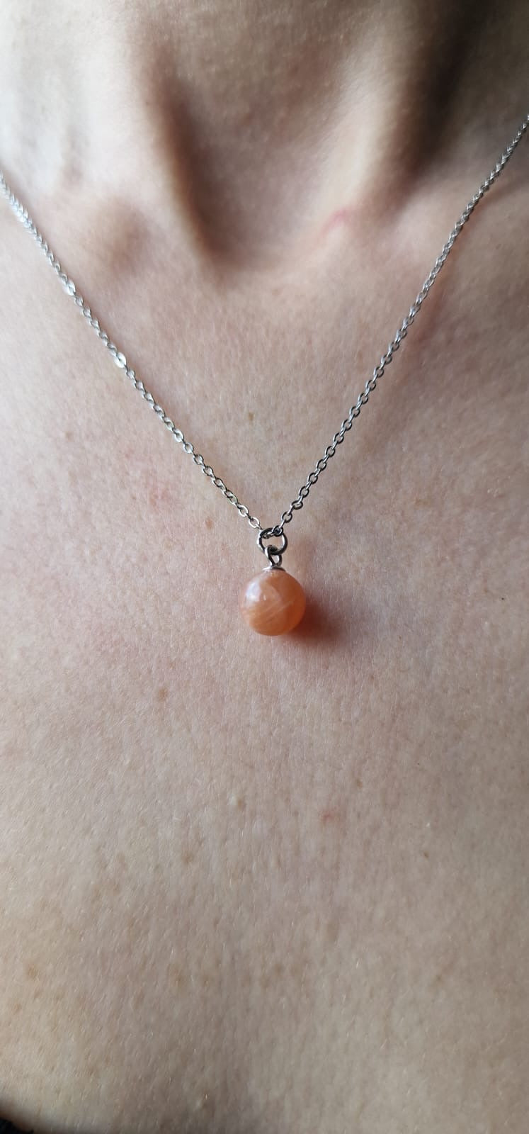 Collier Argent 925 Pierre de Soleil Boule