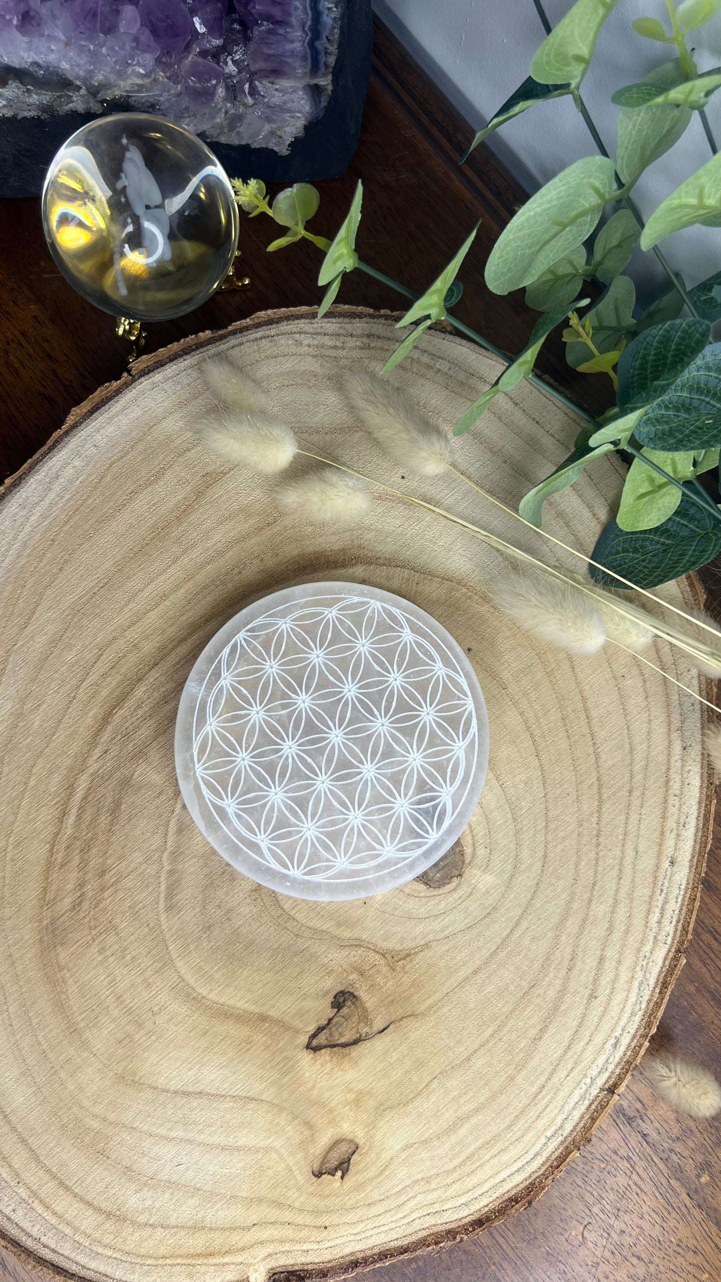 Plaque Recharge Sélénite Fleur de vie