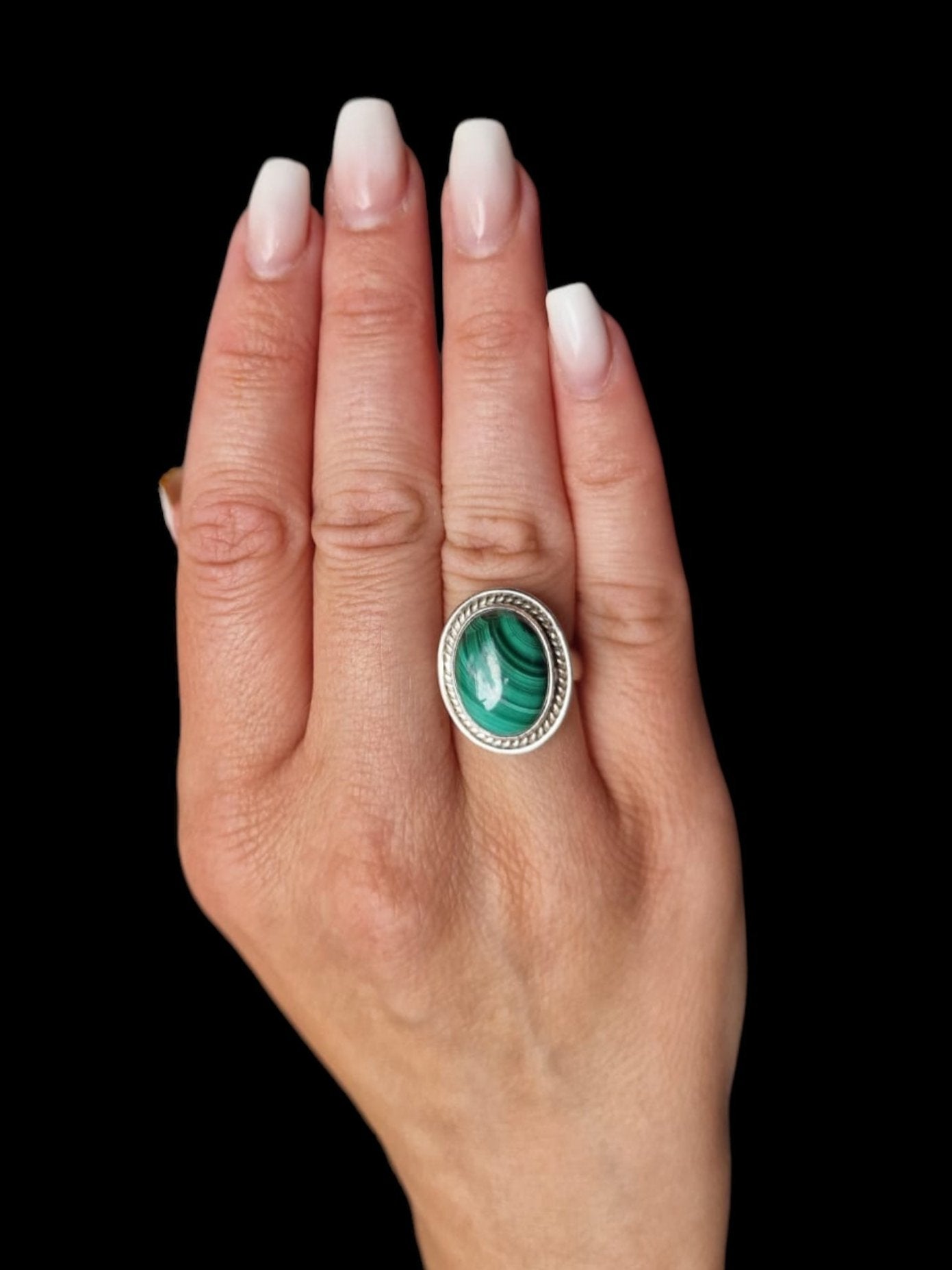 Bague pierre malachite