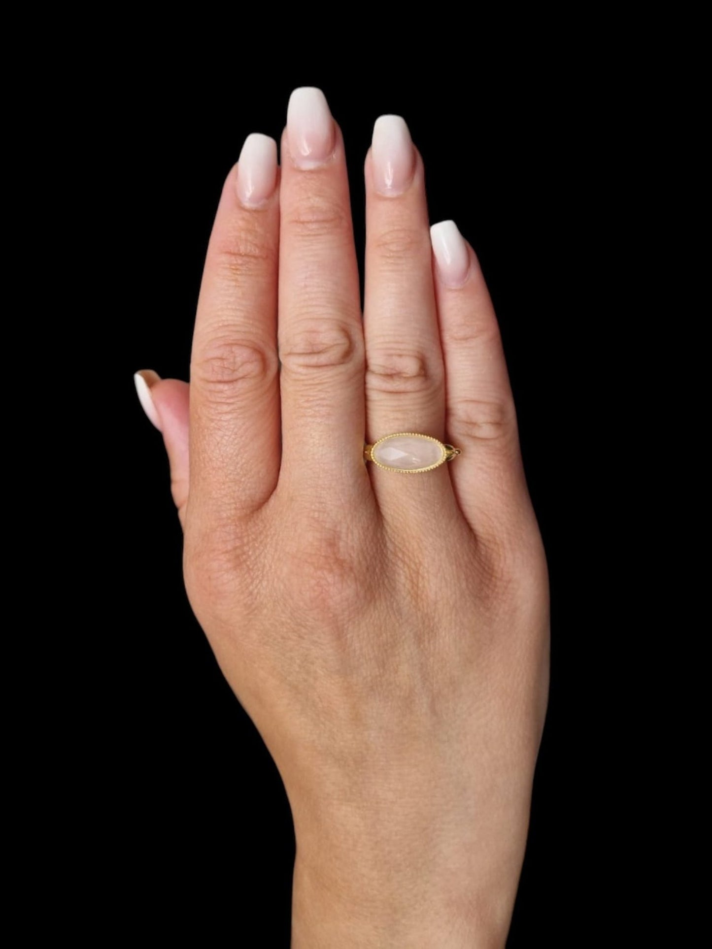 Bague quartz rose ovale