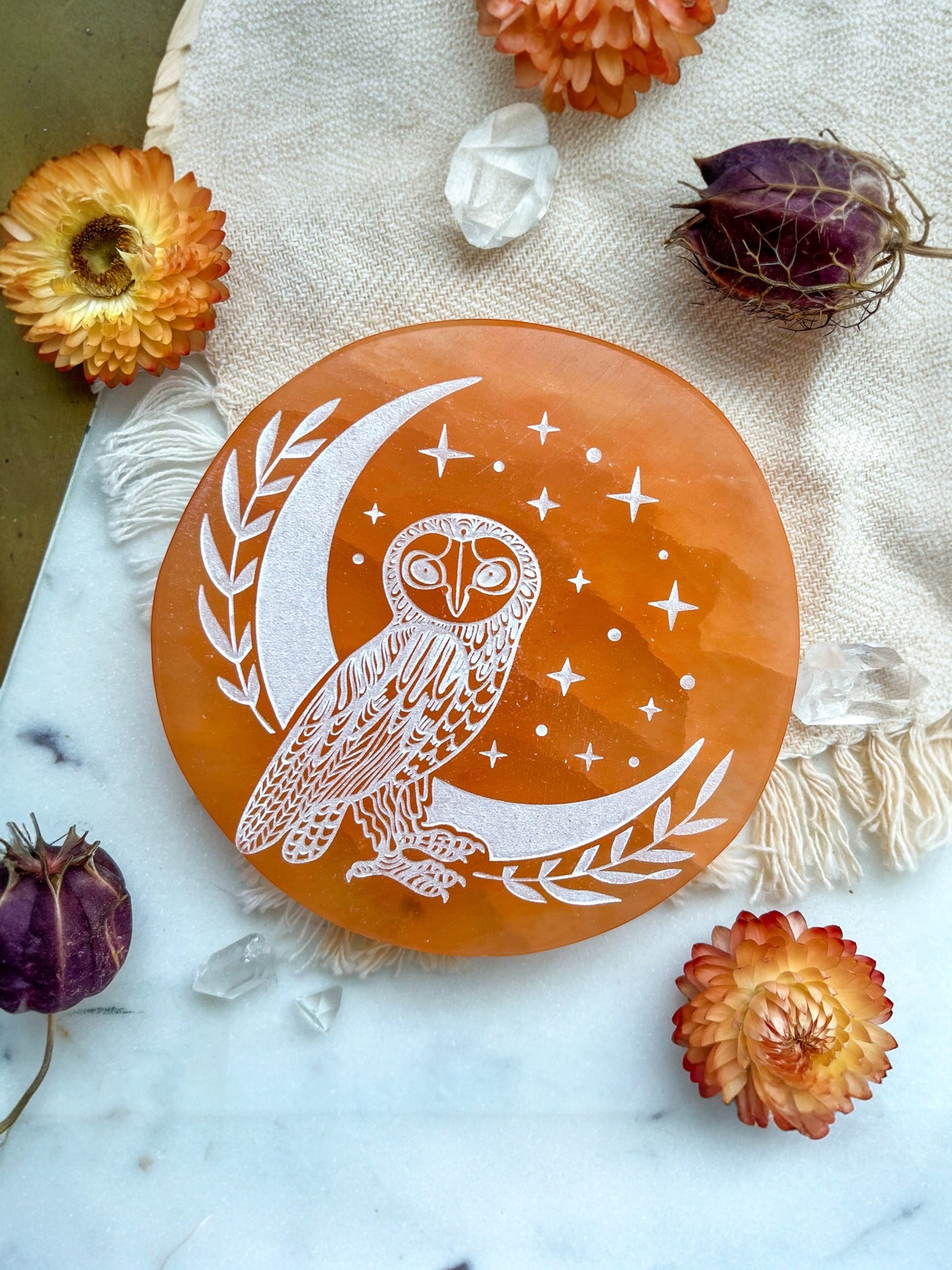 Plaque de chargement en sélénite orange