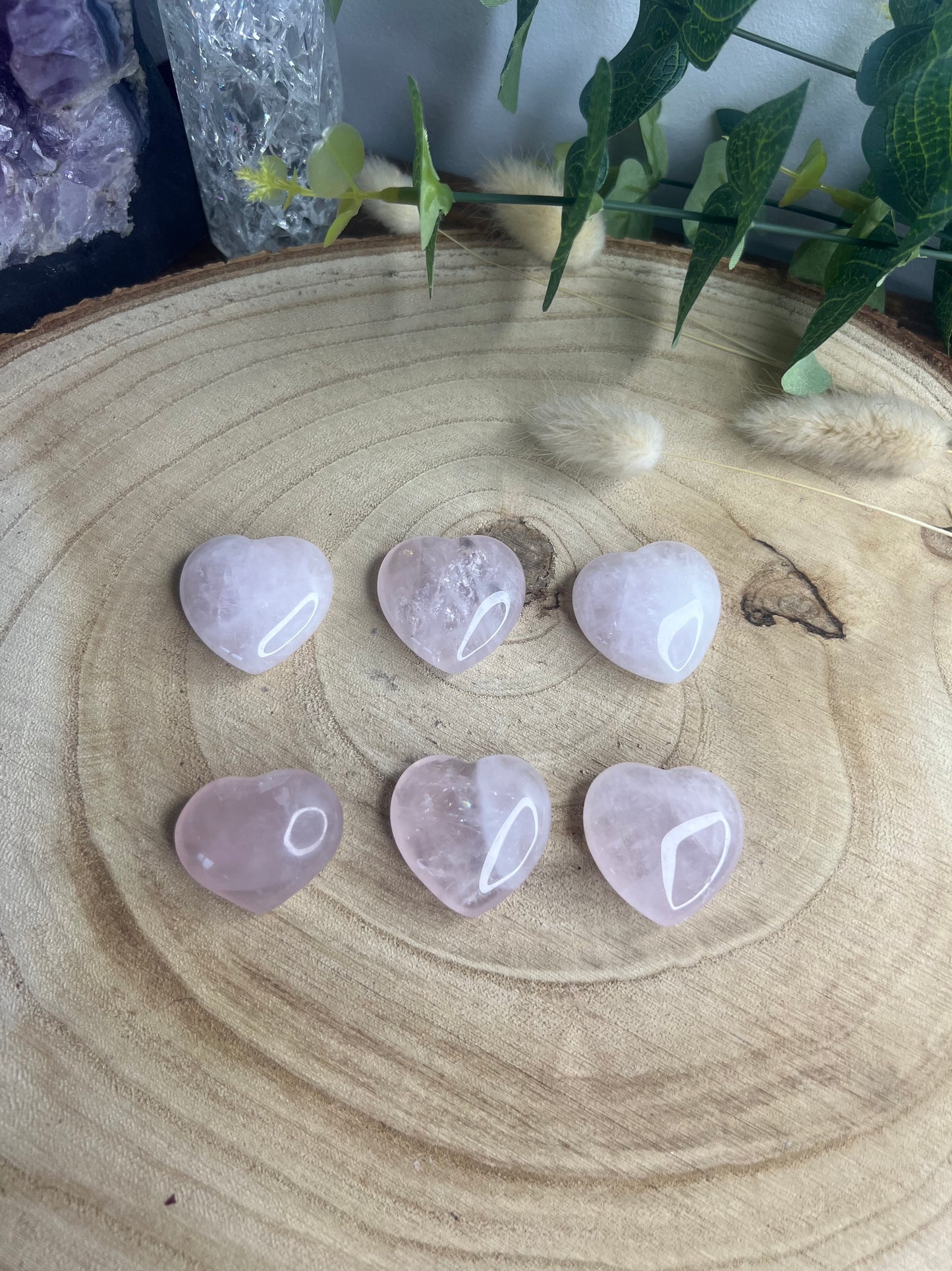 Petits coeur polis Quartz rose