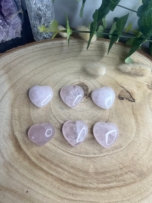 Petits coeur polis Quartz rose