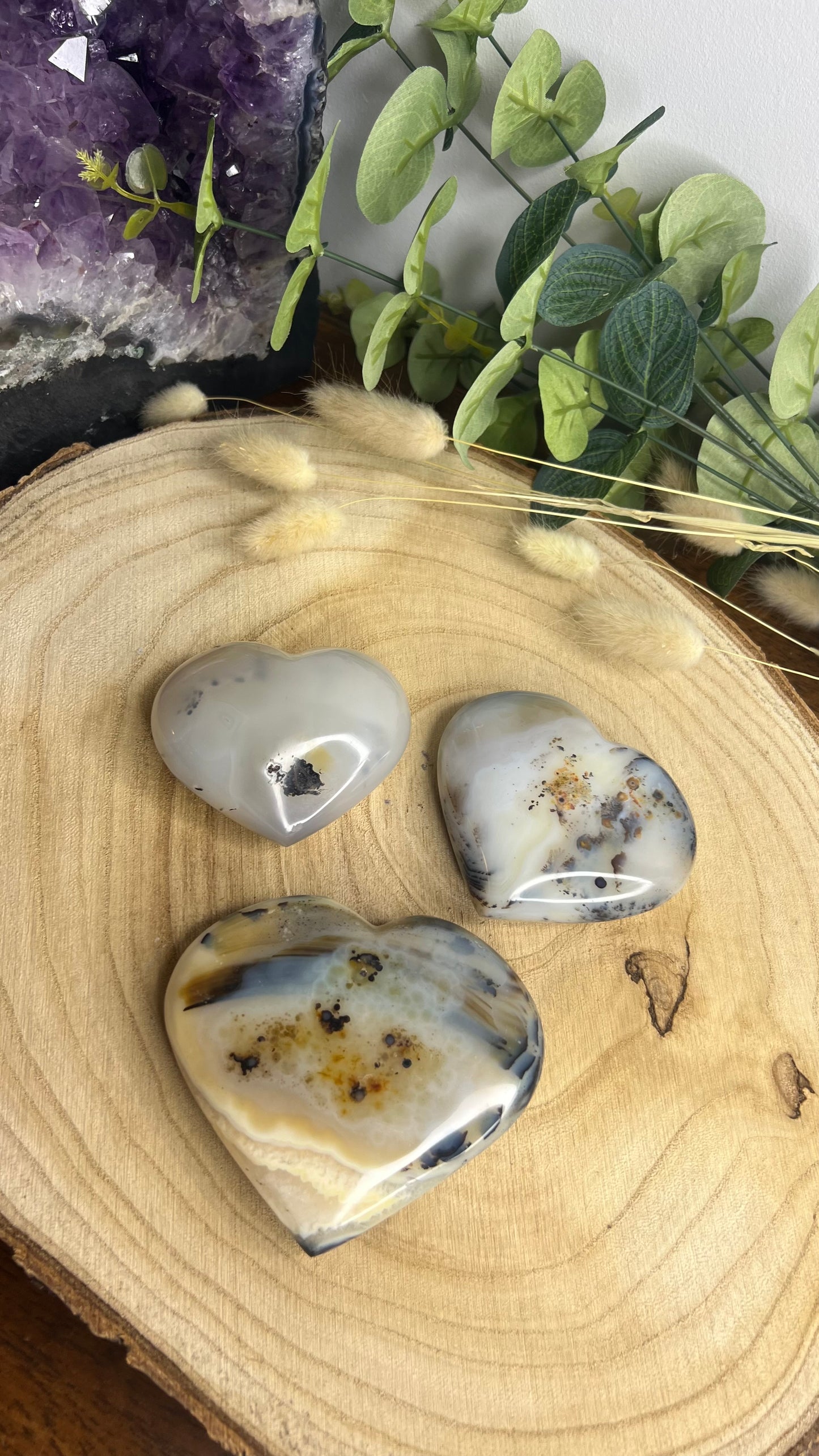 Cœurs en cristal d'agate dendritique