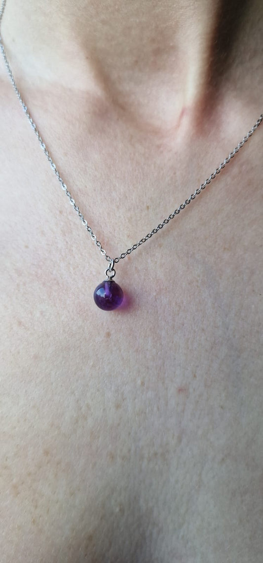 Collier argent 925 Améthyste Boule