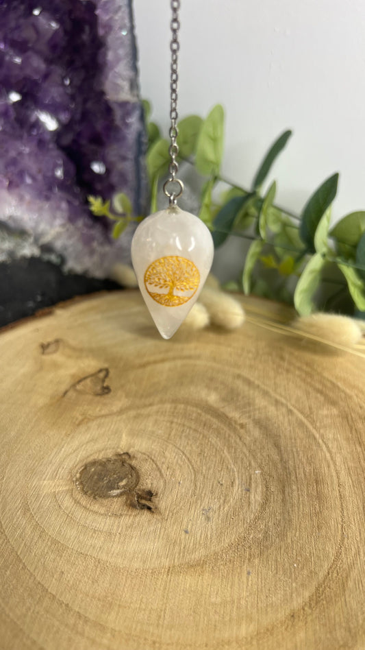 Pendule Gravé Arbre de Vie 4cm - Cristal de Roche
