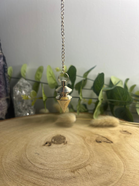 Pendule conique en métal argenté