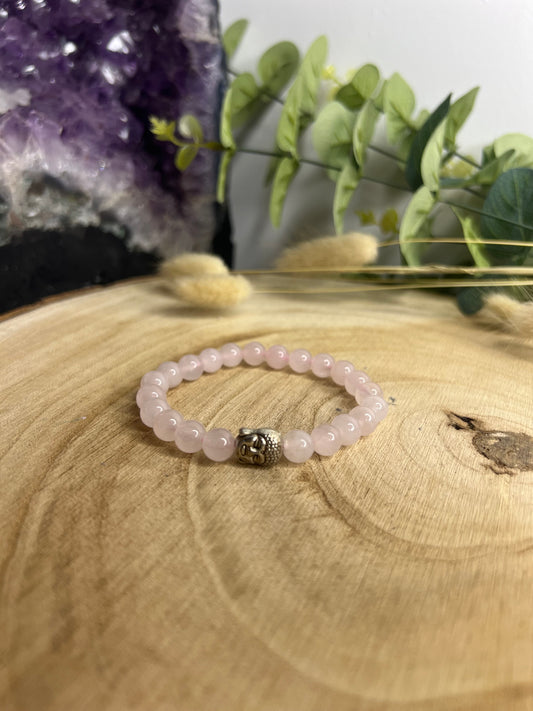 Bracelet Quartz Rose & Breloque Bouddha