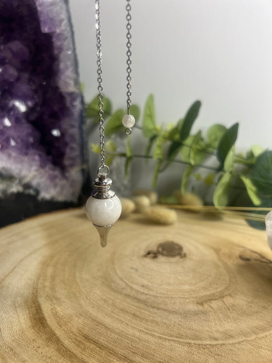 Pendule sphère Pierre de Lune Blanche