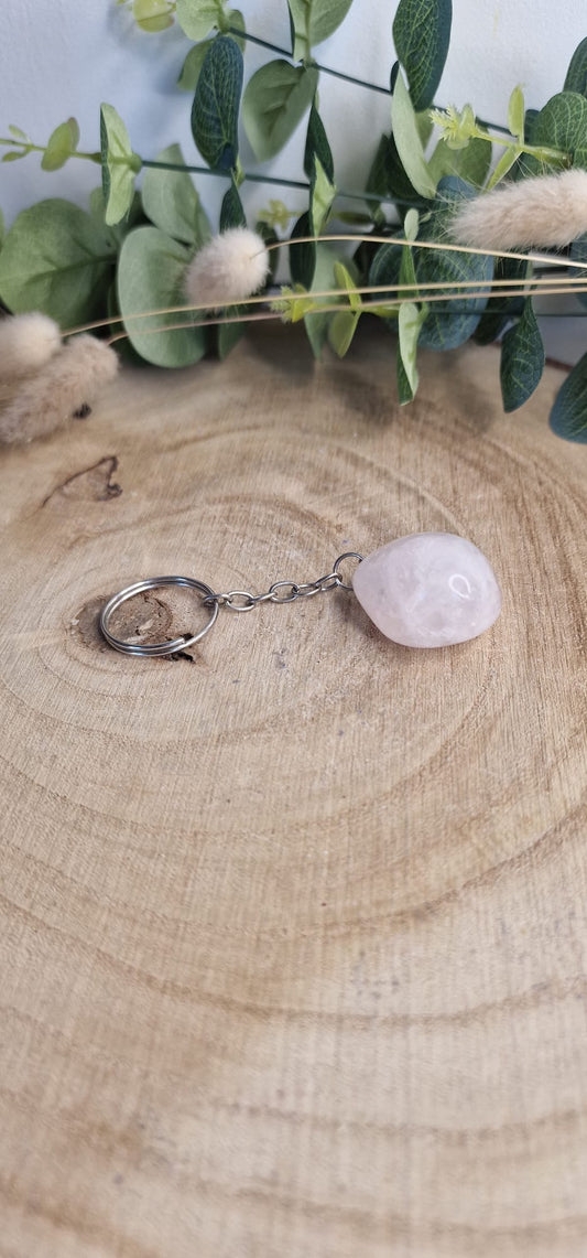 Porte-Clés Quartz Rose roulée 3cm