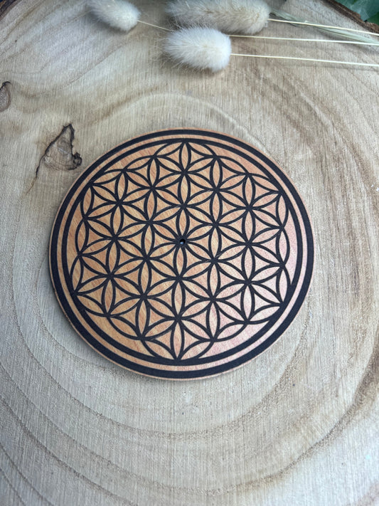 Porte encens Fleur de vie marron foncé 10 cm