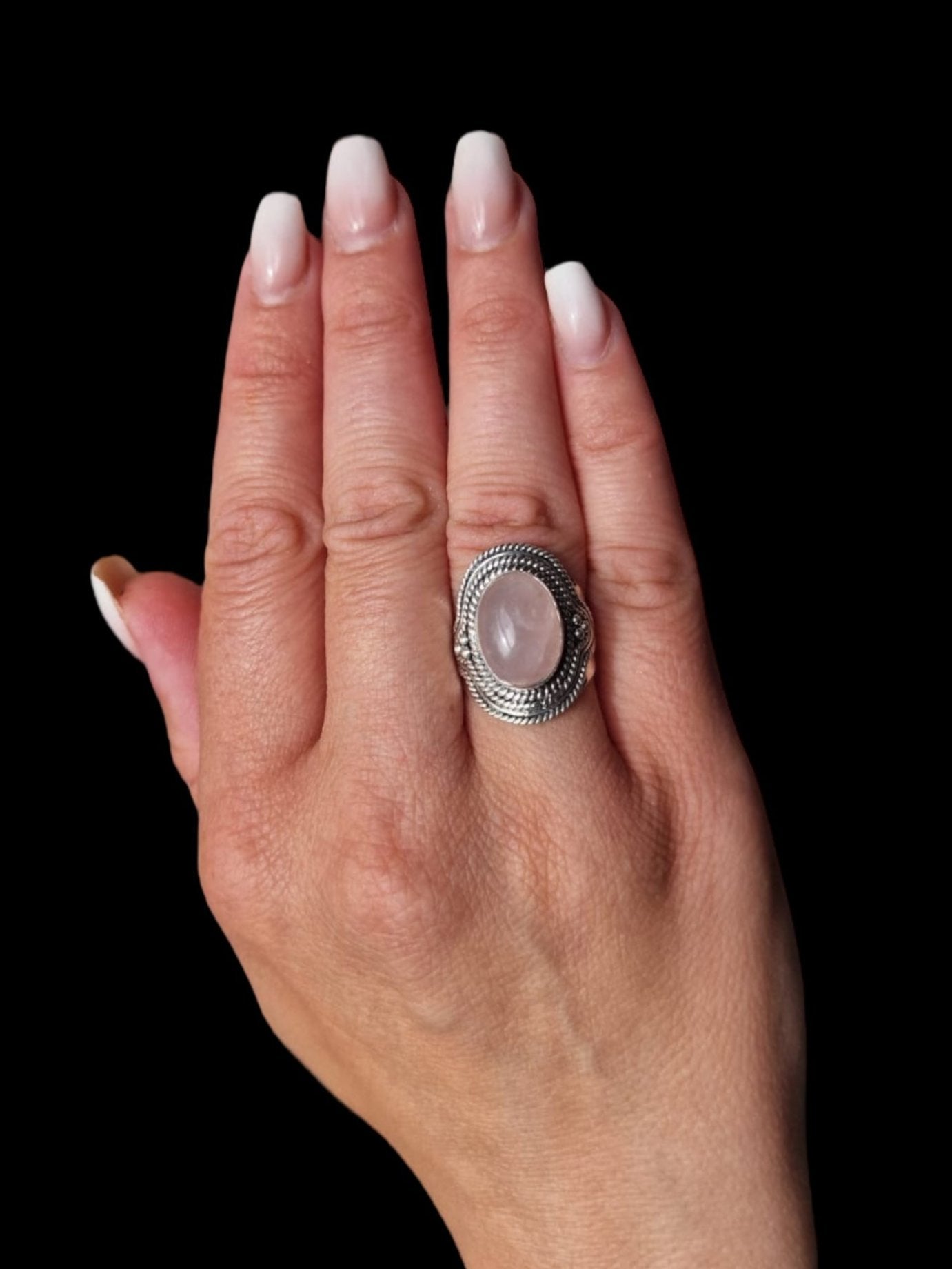 Bague Quartz Rose (Taille 17)