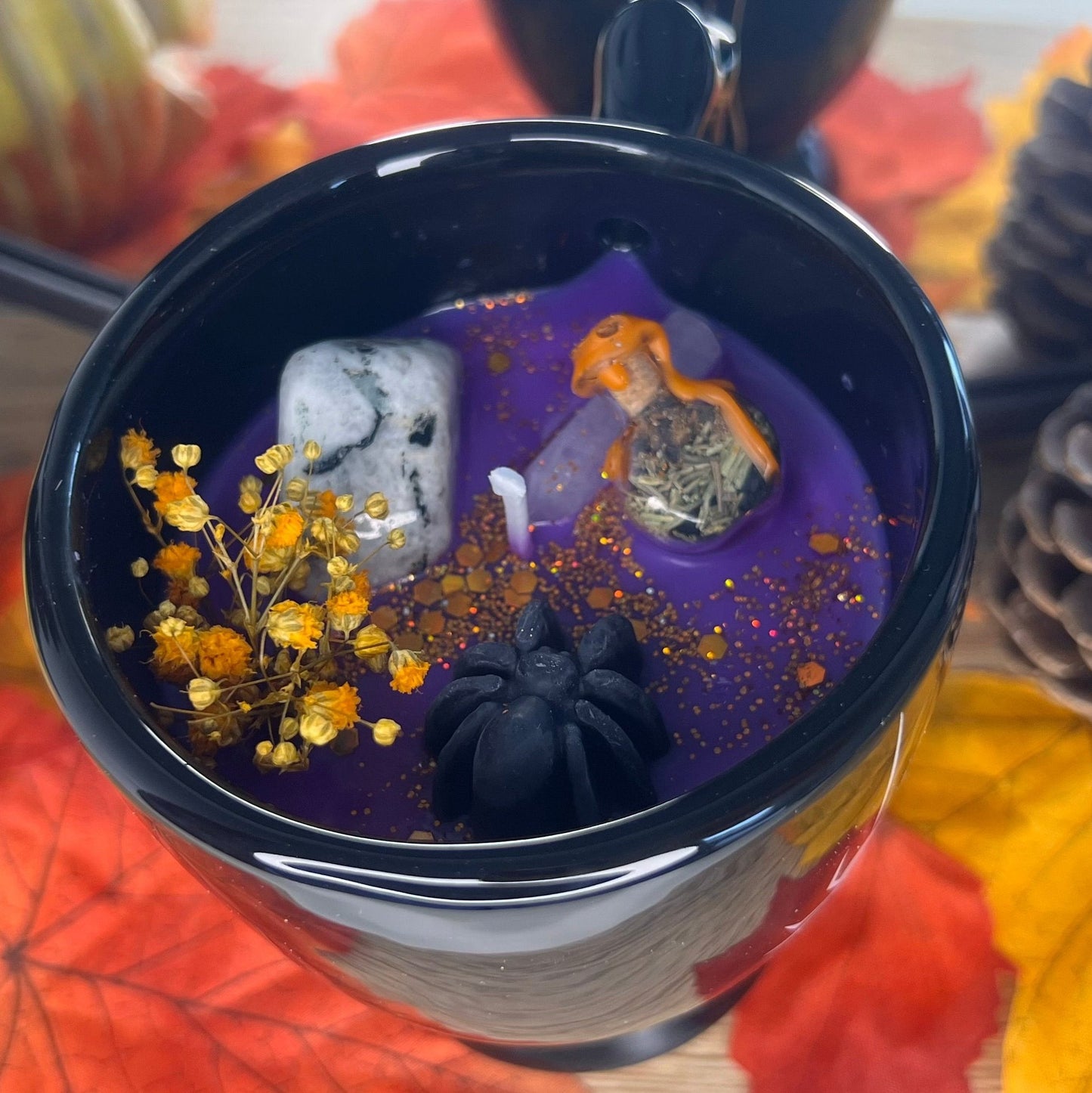 Bougie tasse gothique araignée